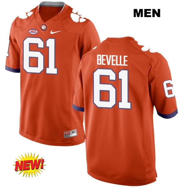 Men's Clemson Tigers #61 Kaleb Bevelle Stitched Orange New Style Authentic Nike NCAA College Football Jersey TKS4746DE